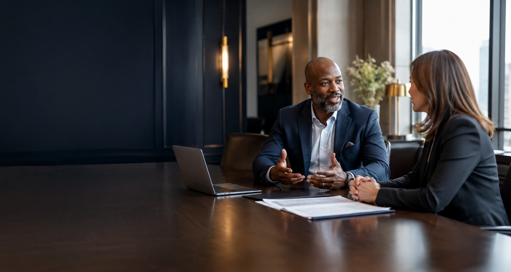 A senior professional practicing an interview with an executive career coach