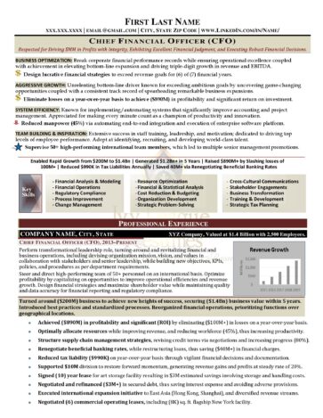 Watermarked Chief Financial Officer résumé sample showing executive financial leadership positioning, competencies, and achievement-focused experience